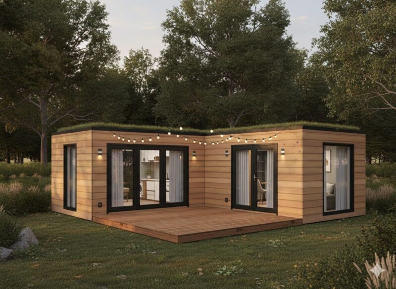 Top 3 Modern 2-Bedroom Tiny House Floor Plans for Backyard Living 2 L-shaped 2-bedroom tiny house floor plan for modern backyard guest house