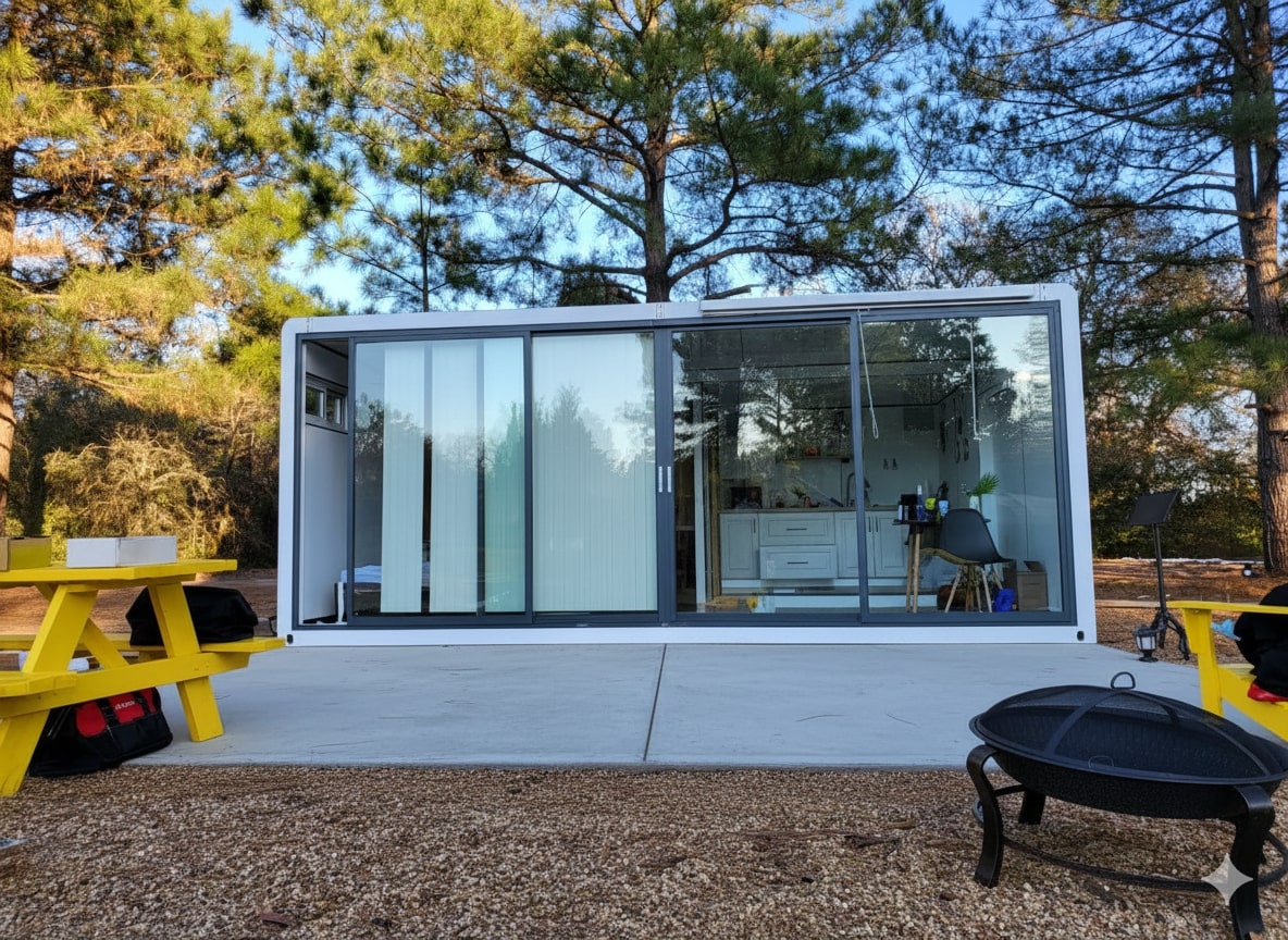 Modular tiny house foundation preparation — concrete slab, piers, or helical anchors for ADU placement