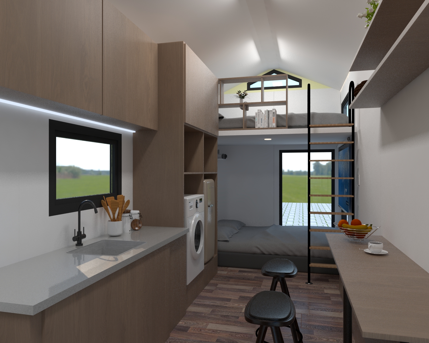 Magic-Nordic 7 Magic-Nordic 26ft interior — kitchen, loft and living area