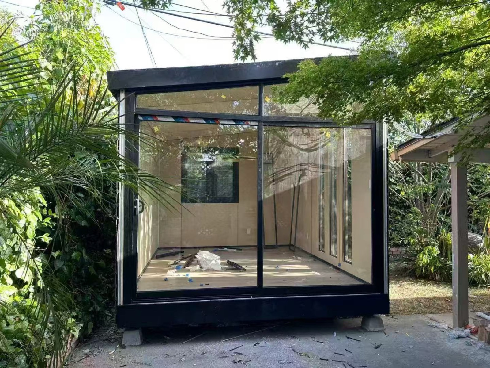 Prefab home operating as an Airbnb rental
